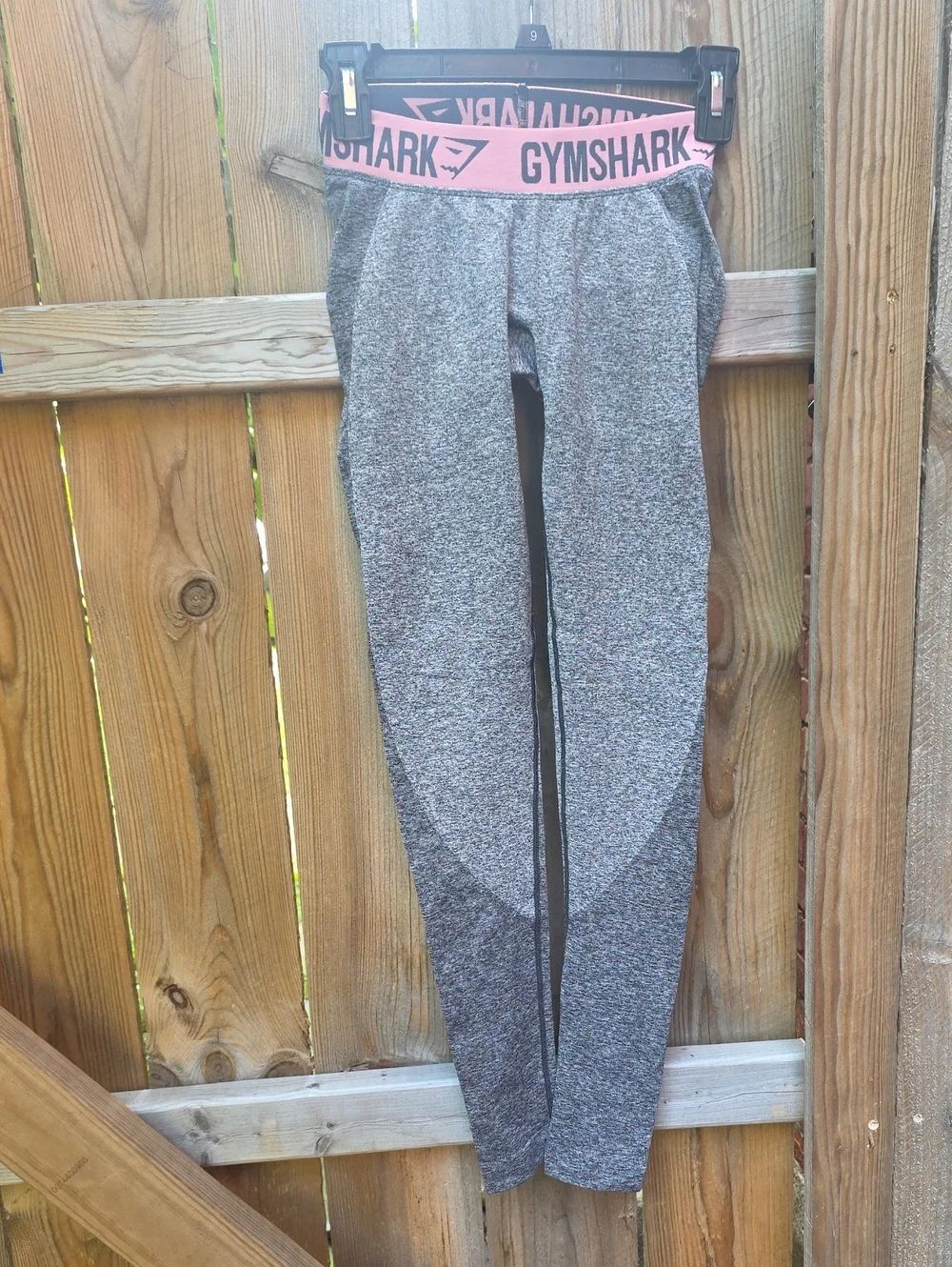 Gymshark Heather Gray Leggings with Pink Waistband